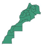 Green Morocco simple map with states border outline illustration vector
