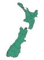 Green New Zealand simple map with states border outline illustration vector
