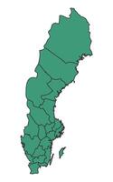 Green Sweden simple map with states border outline illustration vector
