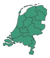 Green Netherlands simple map with states border outline illustration vector