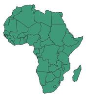 Green Africa simple map with states border outline illustration vector