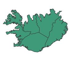 Green Iceland simple map with states border outline illustration vector