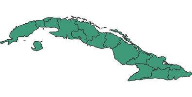 Green Cuba simple map with states border outline illustration vector