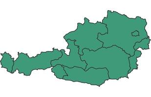 Green Austria simple map with states border outline illustration vector