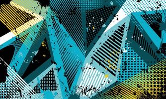 Geometric pattern background with abstract grunge brush strokes vector