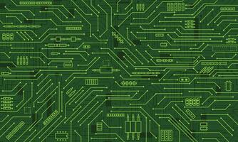 Abstract circuit board technology line green background vector