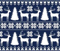 Christmas seamless pattern with deer and fir trees vector