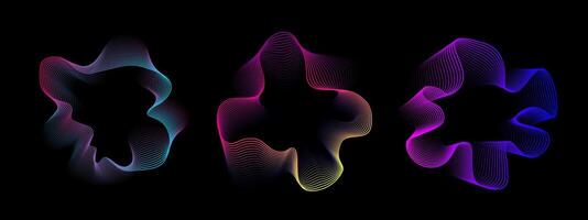 A set of multicolored neon sound waves. Sound lines, radial spectrum. Colorful cover for music poster and banner. radial spectrum. vector