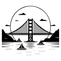 bridge icon or modern line symbol. line art and icon design with bold outline. Black and white Pixel Perfect minimalistic symbol isolated white background. Silhouette simple thin sign vector