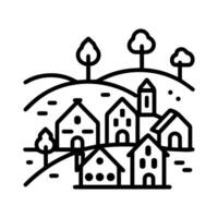 village icon or modern line symbol. line art and icon design with bold outline. Black and white Pixel Perfect minimalistic symbol isolated white background. Silhouette simple thin sign vector