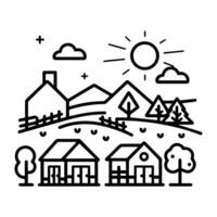 village icon or modern line symbol. line art and icon design with bold outline. Black and white Pixel Perfect minimalistic symbol isolated white background. Silhouette simple thin sign vector