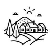 village icon or modern line symbol. line art and icon design with bold outline. Black and white Pixel Perfect minimalistic symbol isolated white background. Silhouette simple thin sign vector