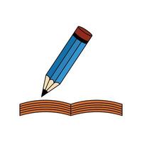 Pencil and book icon. Education literature and read theme. Pencil icon in flat style isolated on white background. stationary element design for office, school, bookstore, etc vector