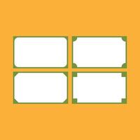 Set of four blank rectangle frames with space for text. Printable name label stickers with designs suitable for children. School stationary for children. vector
