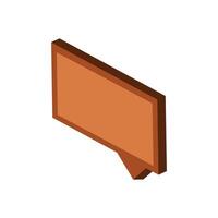 Rectangular frame isometric 3d icon isolated on a white background. Isometric 3d bubble chat with brown color. Bubble speech isometric icon vector