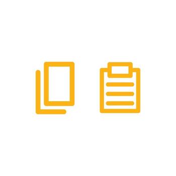 Document icon. Clipboard and document. copy and paste the illustration icon with gold color. Design element illustration ui application vector
