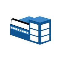 factory building icon over white background. colorful design. design element illustration of a building with 3d isometric style in blue vector