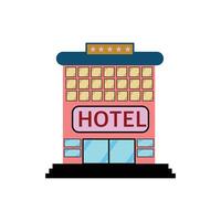 Hotel building icon. Flat illustration of hotel building icon for web design. design element illustration of a hotel building in flat style in pink vector