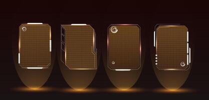 HUD Interface Screen Design or technology box yellow light. Futuristic element in cyber space style editable vector