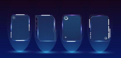HUD Interface Screen Design or technology box blue light. Futuristic element in cyber space style editable vector