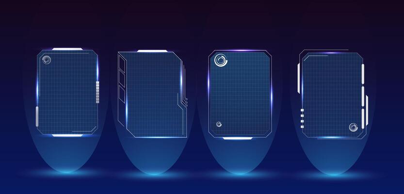 HUD Interface Screen Design or technology box blue light. Futuristic element in cyber space style editable