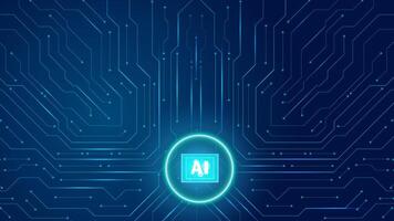 Artificial intelligence icon or AI circuit board. Abstract modern technology blue dark background. illustration vector