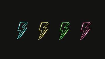 Sign thunder or lightning bolt icon neon glow style editable vector