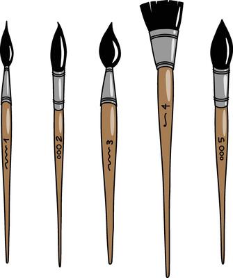 Set of Brushes. Simple Icons Cartoon Style. Painting tools, art supplies set. Suitable for web and mobile design