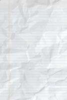 White clean crumpled notebook paper with lines vector