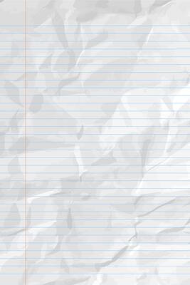White clean crumpled notebook paper with lines
