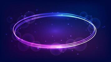 Neon oval frame with shining effects and sparkles vector