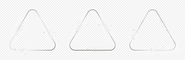 Silver glowing rounded triangle frame vector