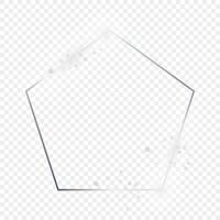 Silver glowing pentagon shape frame with sparkles vector