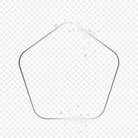 Silver glowing rounded pentagon shape frame with sparkles vector