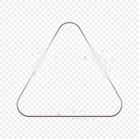Silver glowing rounded triangle frame with sparkles vector