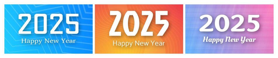 2025 Happy New Year on colorful backgrounds vector