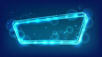 Neon rounded frame with shining effects and sparkles vector