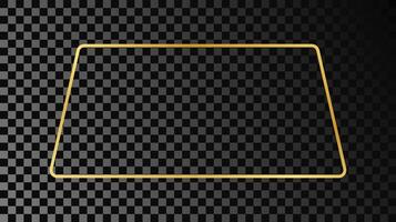 Gold glowing rounded trapezoid shape frame vector