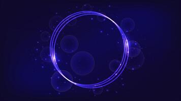 Neon round frame with shining effects and sparkles vector