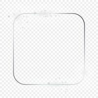 Silver glowing rounded square frame with sparkles vector