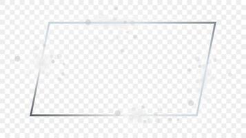 Silver glowing rectangular shape frame with sparkles vector