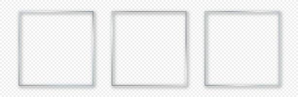 Silver glowing square frame vector
