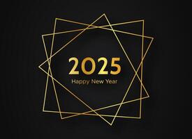 2025 Happy New Year gold geometric polygonal background vector