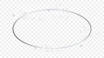 Silver glowing oval shape frame with sparkles vector