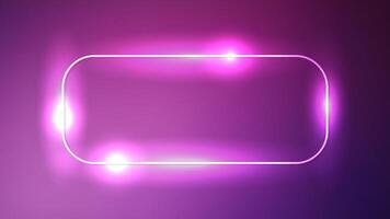 Neon rounded rectangle frame with shining effects vector