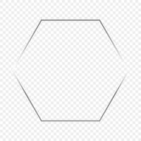 Silver glowing hexagon frame vector