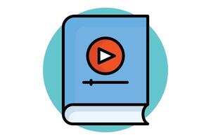 Tutorial colored outline icon. book with play sign. icon related to online course. education elements illustration vector