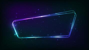 Neon rounded frame with shining effects vector