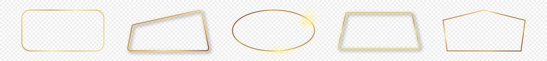 Gold glowing different geometric shape frame vector