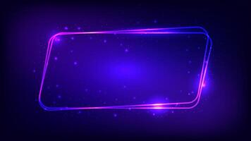 Neon rounded parallelogram frame vector